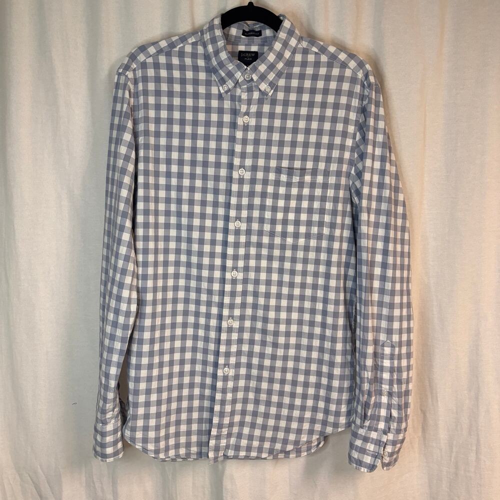 J.Crew Flex Classic Fit Blue Gingham Button Down Shirt Medium